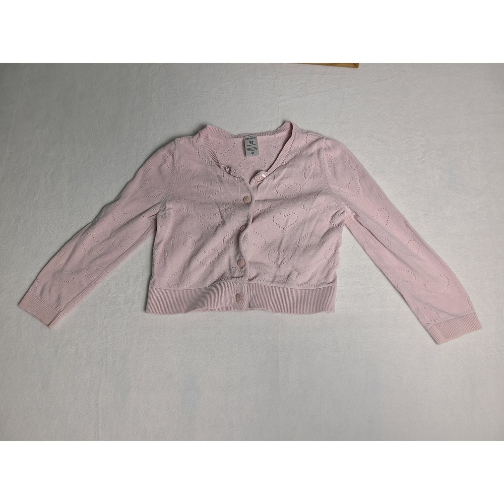 Carter's Cardigan‎ Toddler 5T Pink Pointelle Heart Knit Button Front Sweater